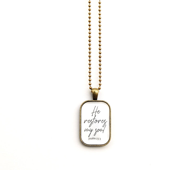 The Vintage Sparrow Restored 30" Brass Pendant Necklace — Main view