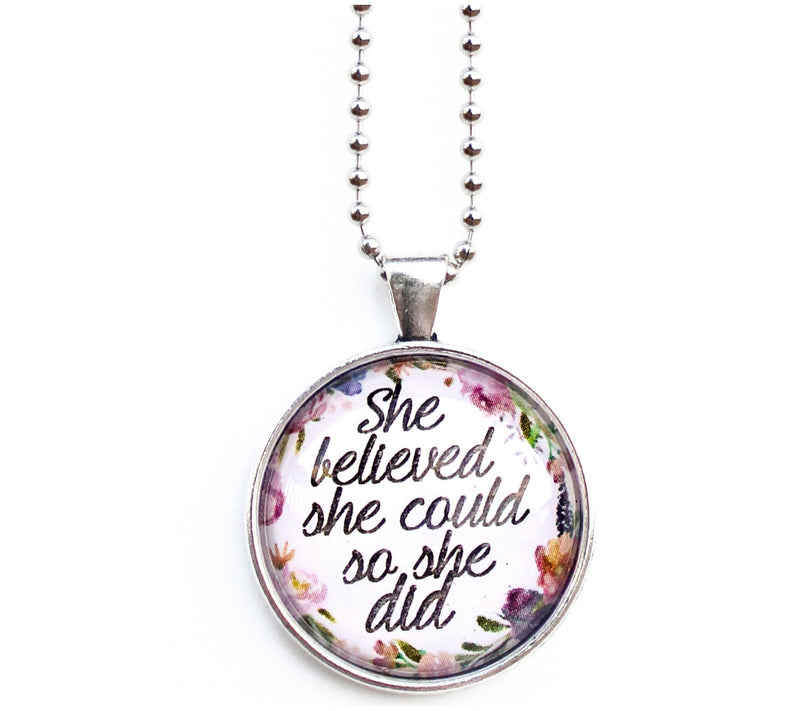 The Vintage Sparrow She Believed Silver 30" Pendant Necklace — View 3