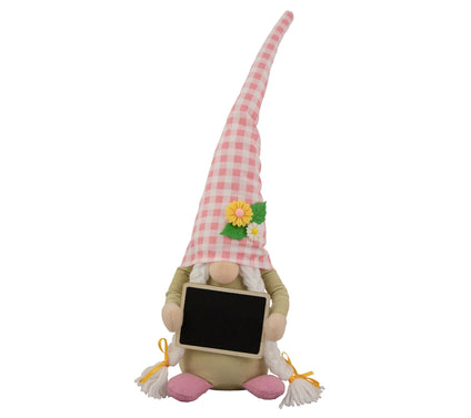 Northlight 16" Gingham Plaid Springtime Gnome w/Chalkboard
