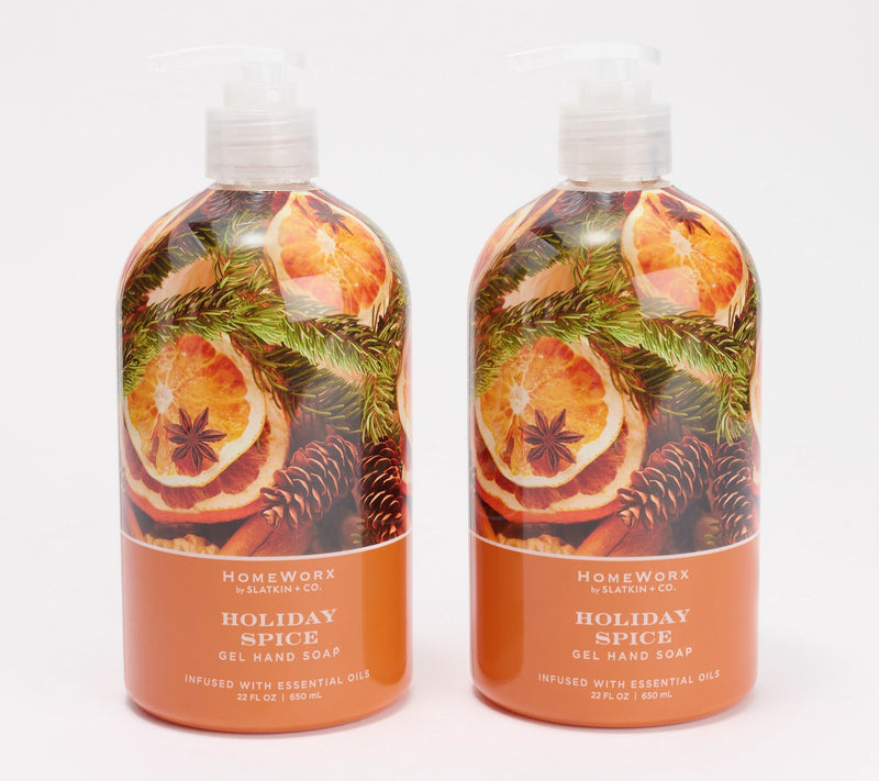 HomeWorx by Slatkin + Co. S/2 22oz Holiday Spice Hand Soaps — Main view