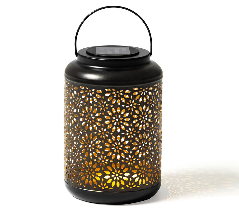 Glitzhome Flower Cutout LED Solar Outdoor Hanging Lantern — Main view