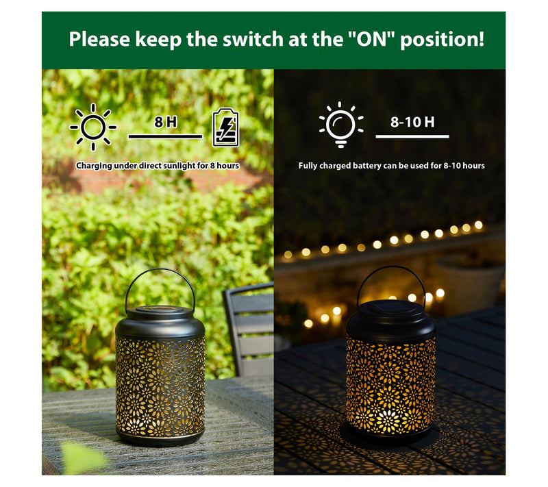 Glitzhome Flower Cutout LED Solar Outdoor Hanging Lantern — View 11