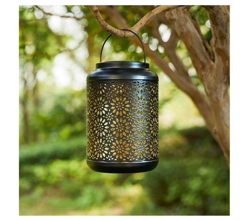 Glitzhome Flower Cutout LED Solar Outdoor Hanging Lantern — View 7
