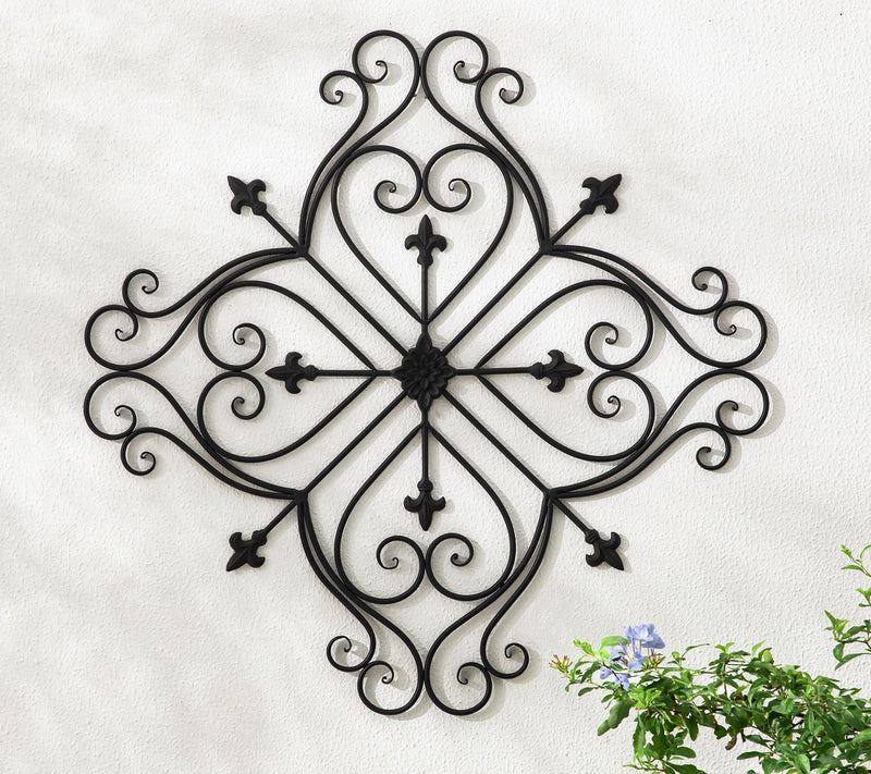 Glitzhome 23" Traditional Iron Scroll Garden Wa l Decor — View 7
