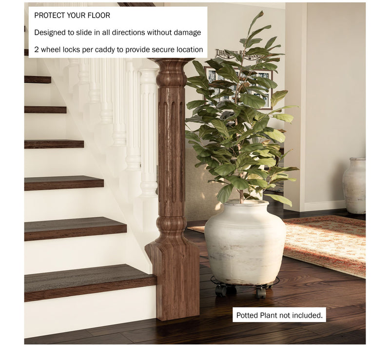 Pure Garden Metal Plant Caddy- S/2 Round Pot St nd on Wheels — View 7