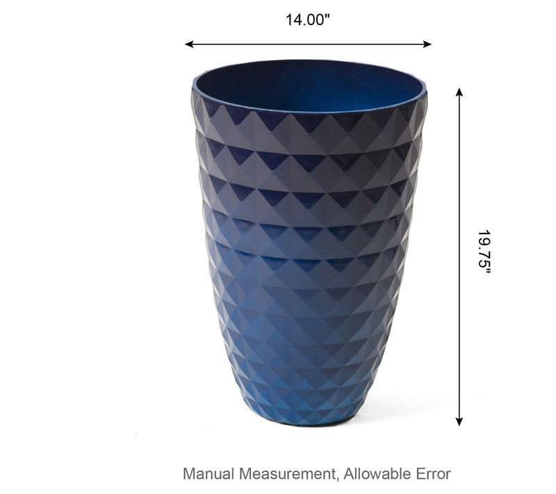 Glitzhome Tall Round Polyresin Diamond Patterned Planters S/2 — View 12