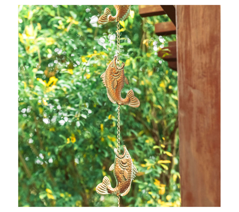 Glitzhome 8.5ft Faux Copper Patina Finish FishRain Chain — View 9