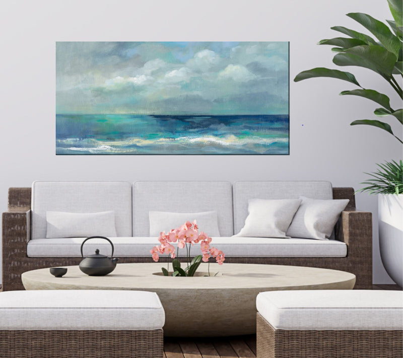 West of the Wind Blue on Blue Outdoor Canvas Ar t 48" x 24" — View 5