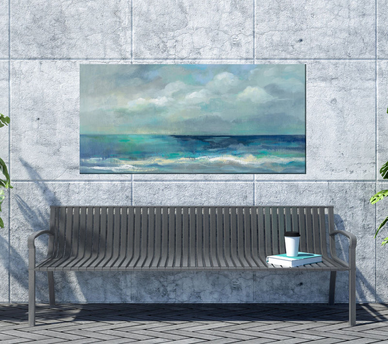 West of the Wind Blue on Blue Outdoor Canvas Ar t 48" x 24" — View 4