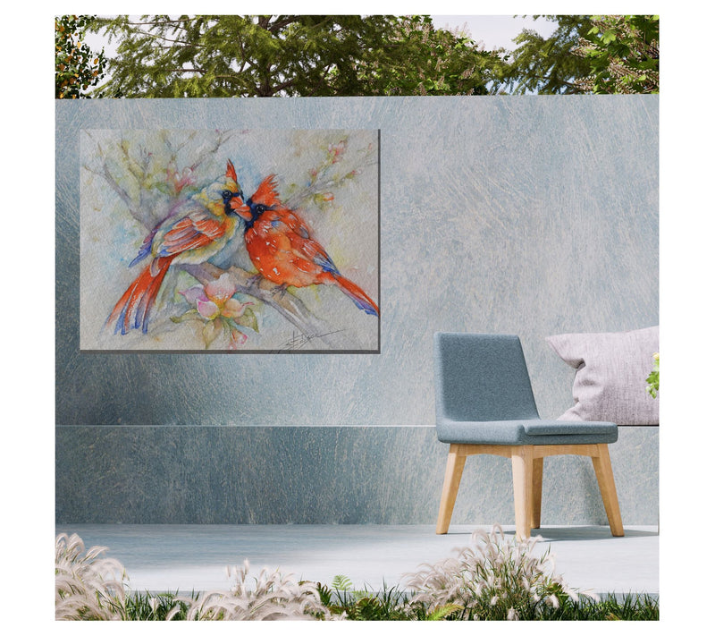West of the Wind Cardinal Courtship Outdoor Canas Art 40x30 — View 4