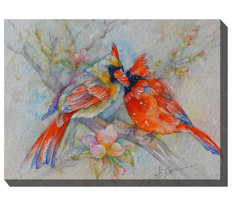 West of the Wind Cardinal Courtship Outdoor Canas Art 40x30 — View 3