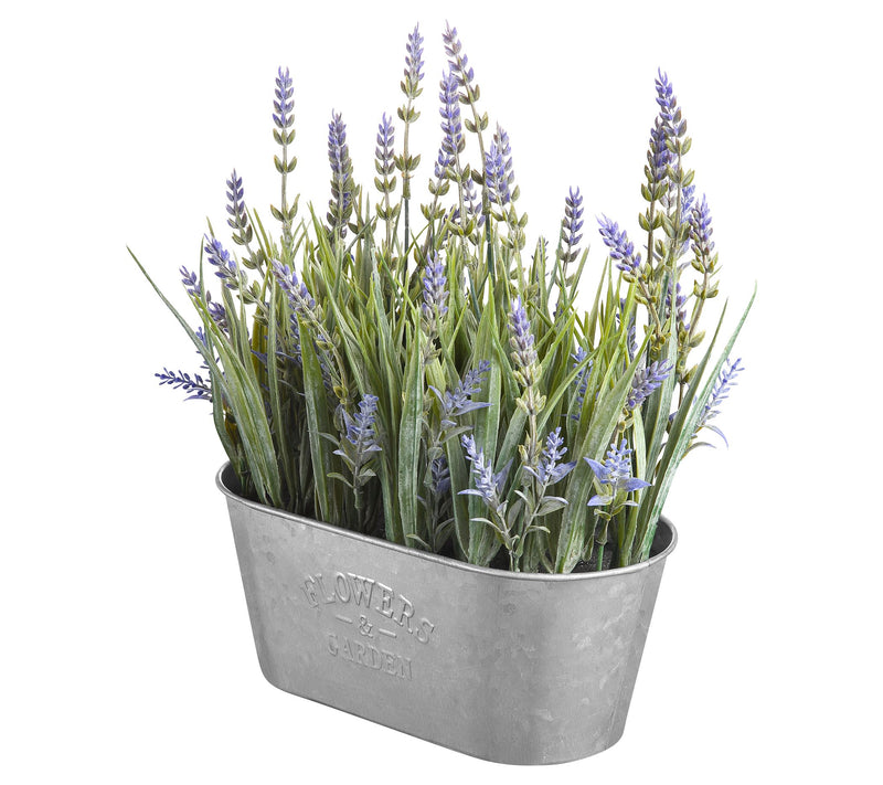 Haute Decor 10"Lavender Centerpiece in Galvanized Metal Pot — View 4