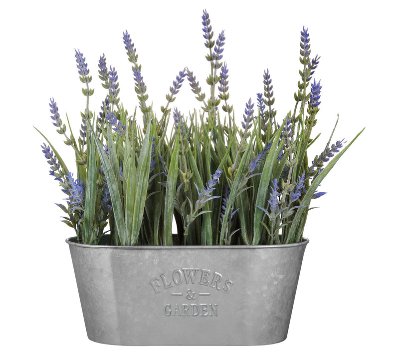 Haute Decor 10"Lavender Centerpiece in Galvanized Metal Pot — View 3