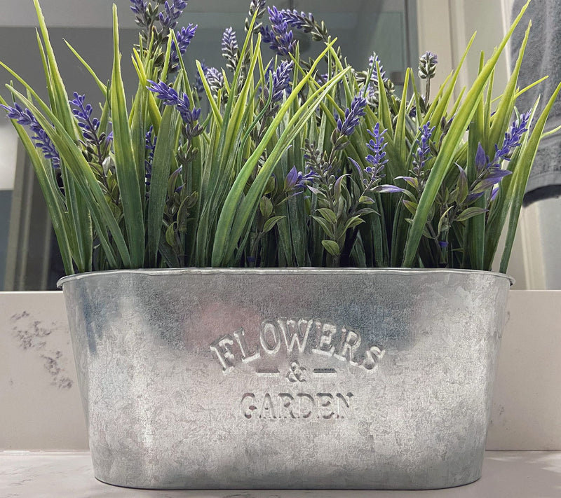 Haute Decor 10"Lavender Centerpiece in Galvanized Metal Pot — View 5