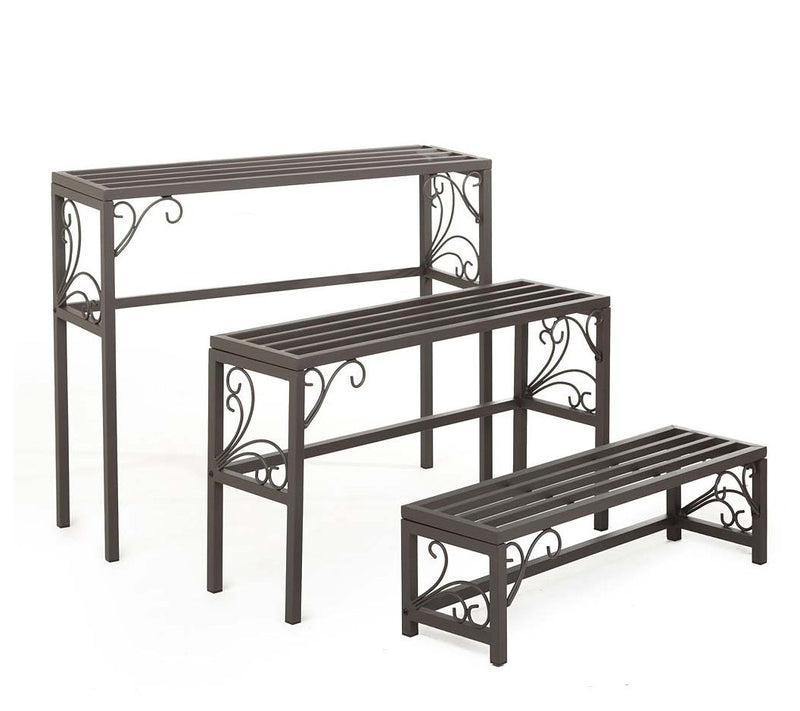 Evergreen Nesti ng Metal Plant Stands with Scr ollwork, Set of — View 5