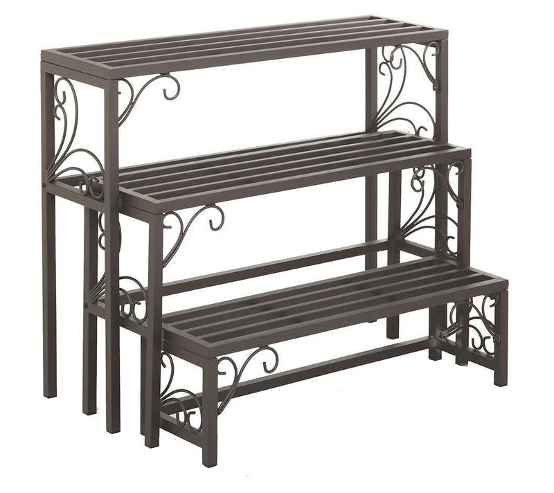 Evergreen Nesti ng Metal Plant Stands with Scr ollwork, Set of — View 4