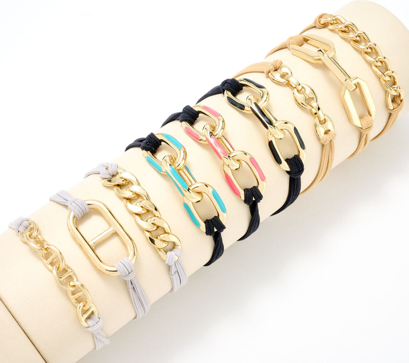 Maya J Jewelry Set of 9 Designer Hair Tie Bracelets — View 3
