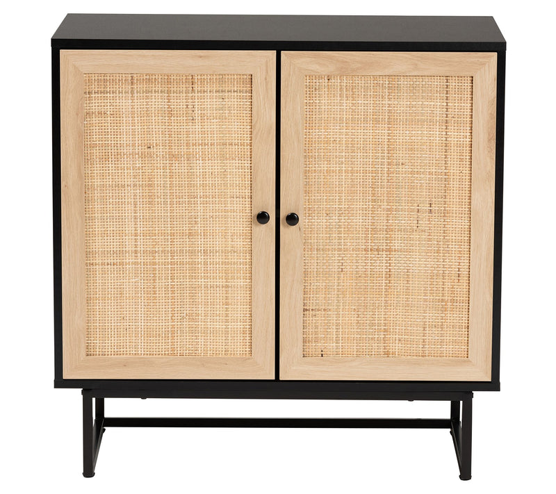 Declan Wood and Natural Rattan 2-Door Storage Cabinet — View 5