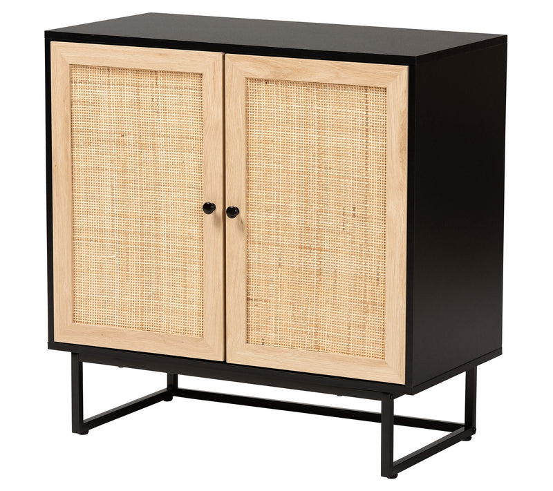 Declan Wood and Natural Rattan 2-Door Storage Cabinet — View 4