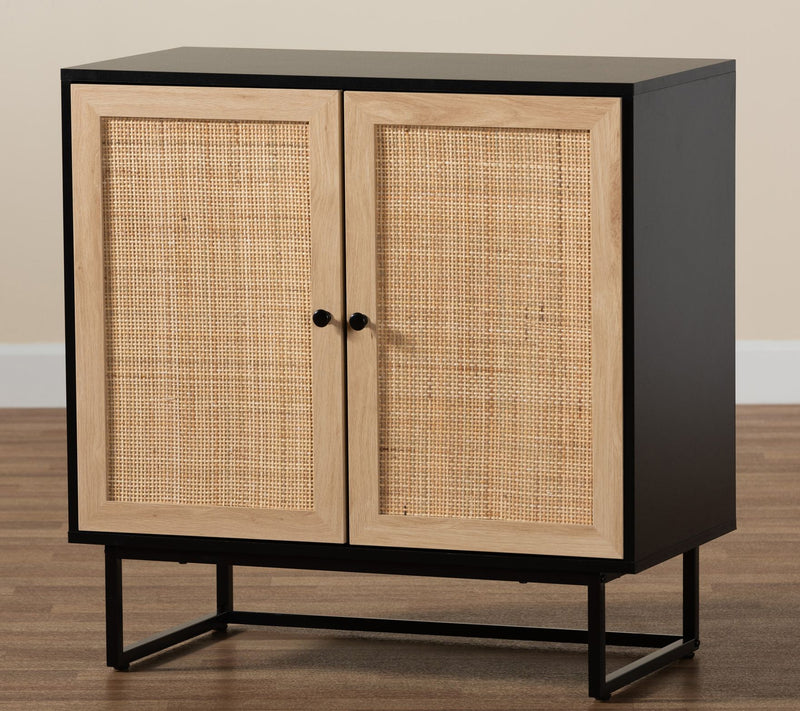 Declan Wood and Natural Rattan 2-Door Storage Cabinet — View 9
