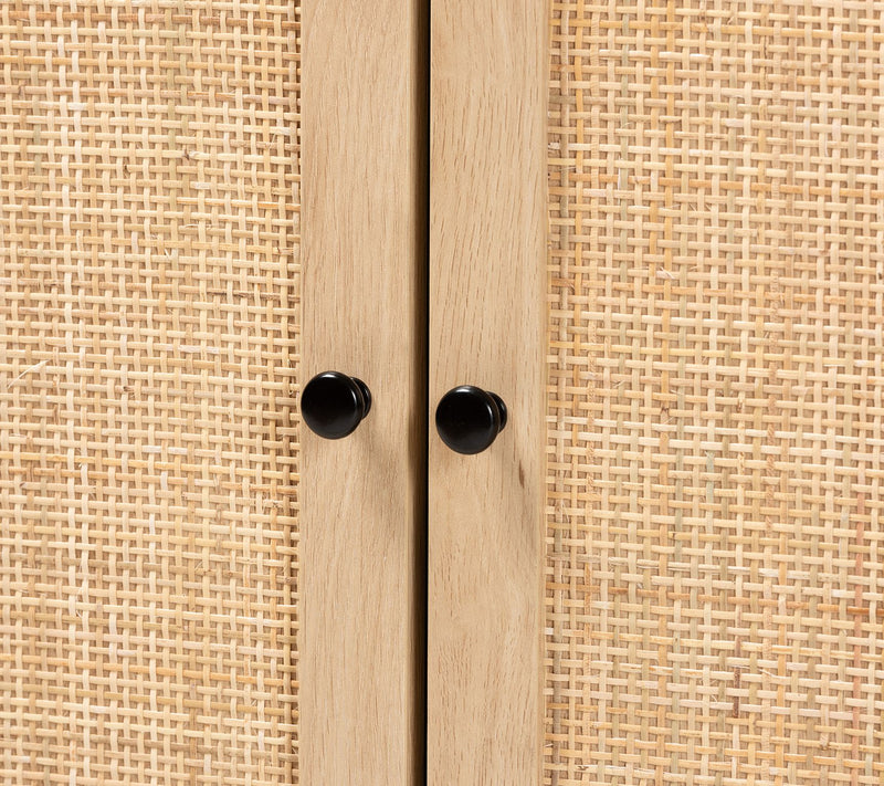 Declan Wood and Natural Rattan 2-Door Storage Cabinet — View 7