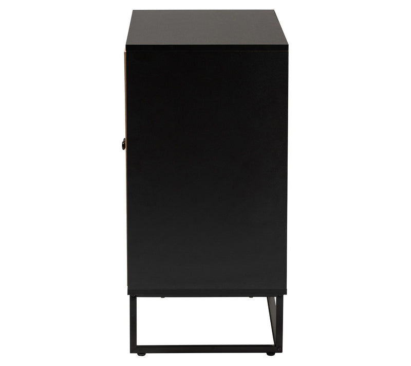 Declan Wood and Natural Rattan 2-Door Storage Cabinet — View 6
