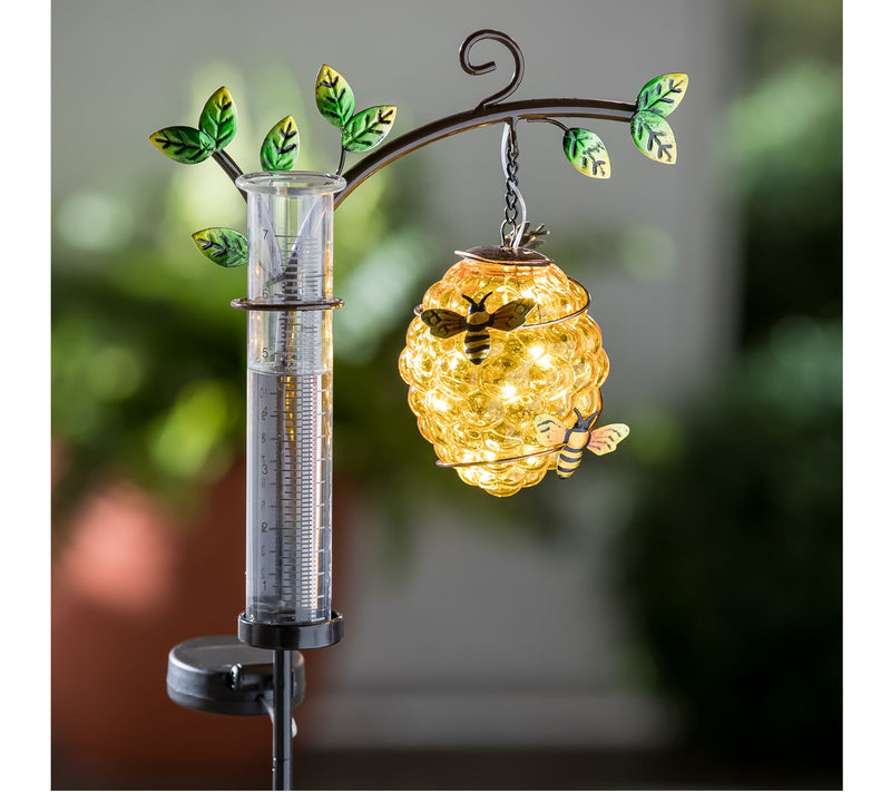 Evergreen 36" Beehive Solar Garden Stake with Rain Gauge — View 5