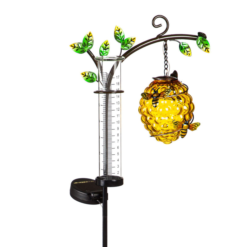 Evergreen 36" Beehive Solar Garden Stake with Rain Gauge — View 4