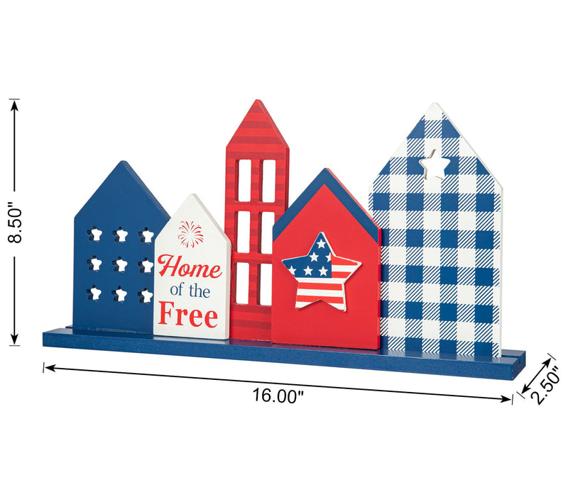 Glitzhome 16" Wooden Patriotic Americana HouseTable Topper — View 5