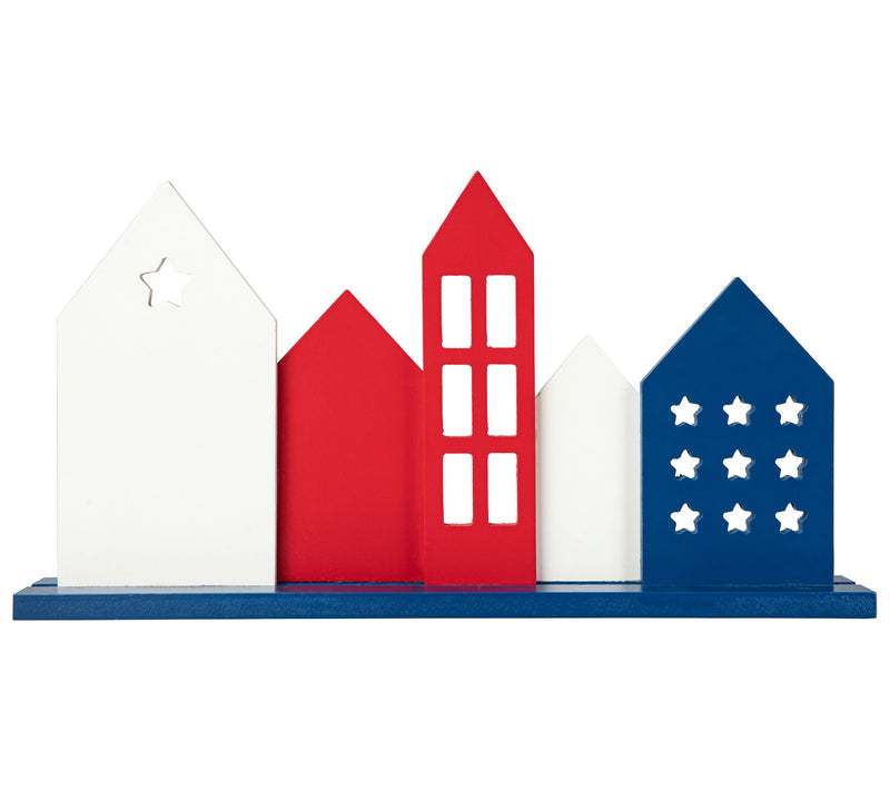Glitzhome 16" Wooden Patriotic Americana HouseTable Topper — View 4
