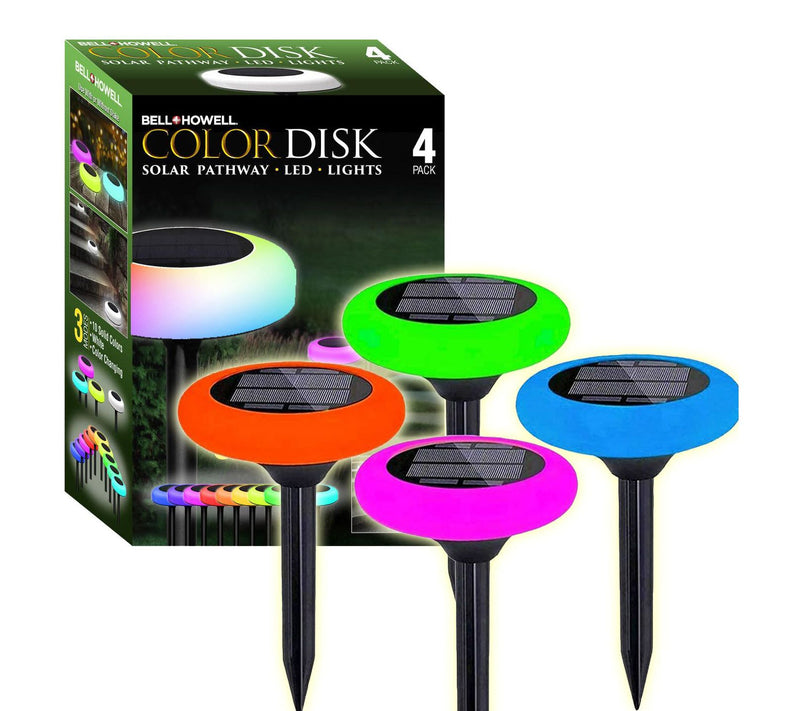 Bell + Howell Solar Powered Color Changing DiskLights 4-Pack — View 9