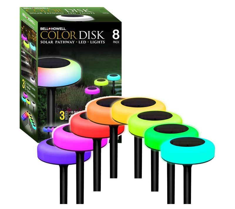 Bell + Howell Solar Powered Color Changing DiskLights 8 Pack — View 3