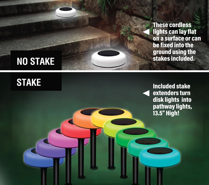 Bell + Howell Solar Powered Color Changing DiskLights 8 Pack — View 6