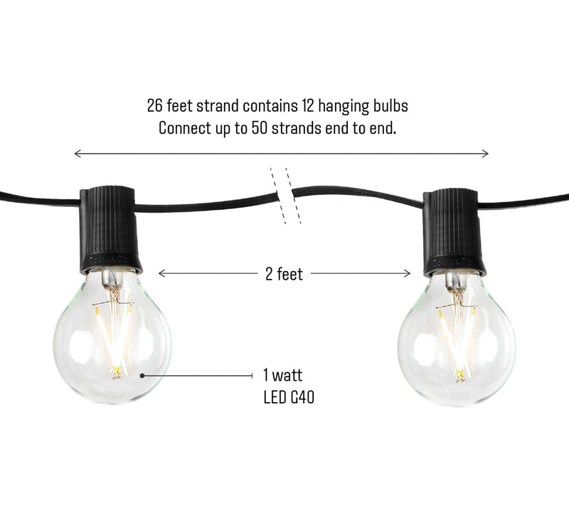 Brightech Ambience Pro LED 1W Retro G40 26 Ft String Lights — View 12