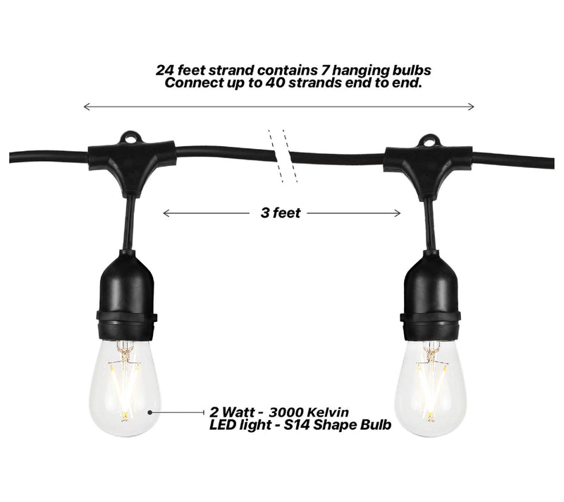 Brightech Ambience Pro LED 2W S14 24' Hanging String Lights — View 8