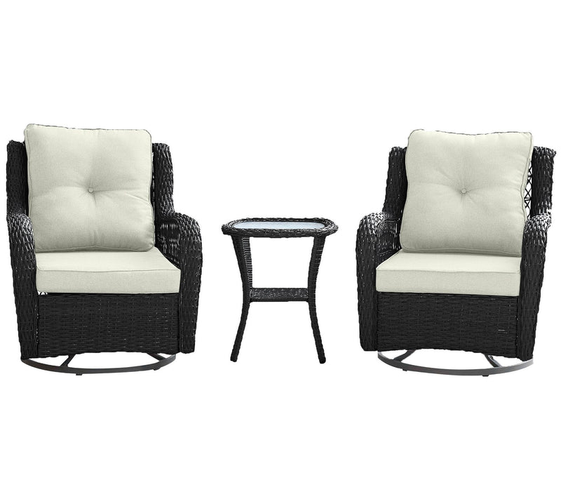 Fruttuo Swivel Steel Rattan 3-Piece Patio Conversation Set — View 3
