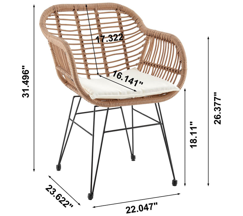 Antibes 1.0 Steel Rattan 3-Piece Patio Conversation Set — View 6