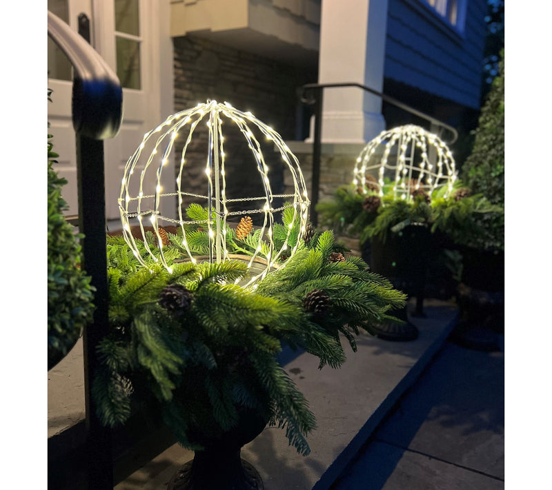 Indoor/Outdoor Set of 2 Lit Collapsible Plug-In Spheres by Valerie — View 2