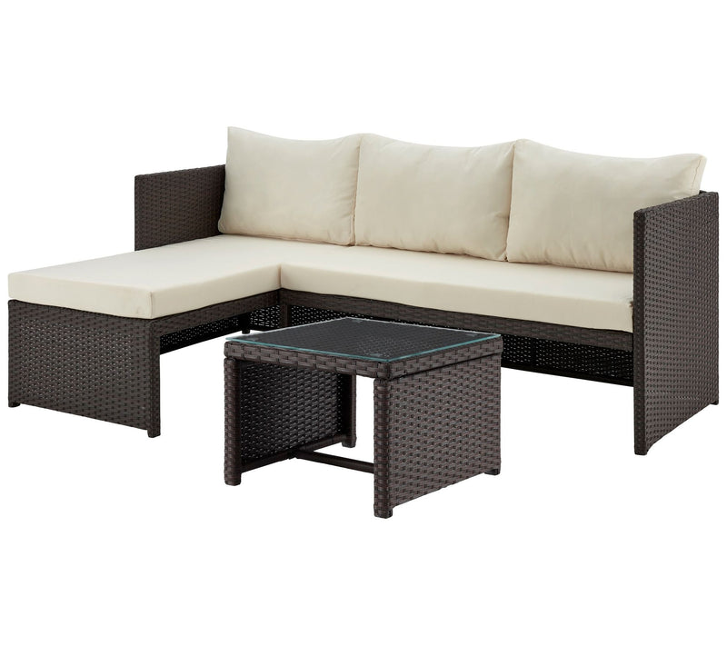 Menton Steel Rattan 2-Piece Lounge and 2 Seater with Table — View 3