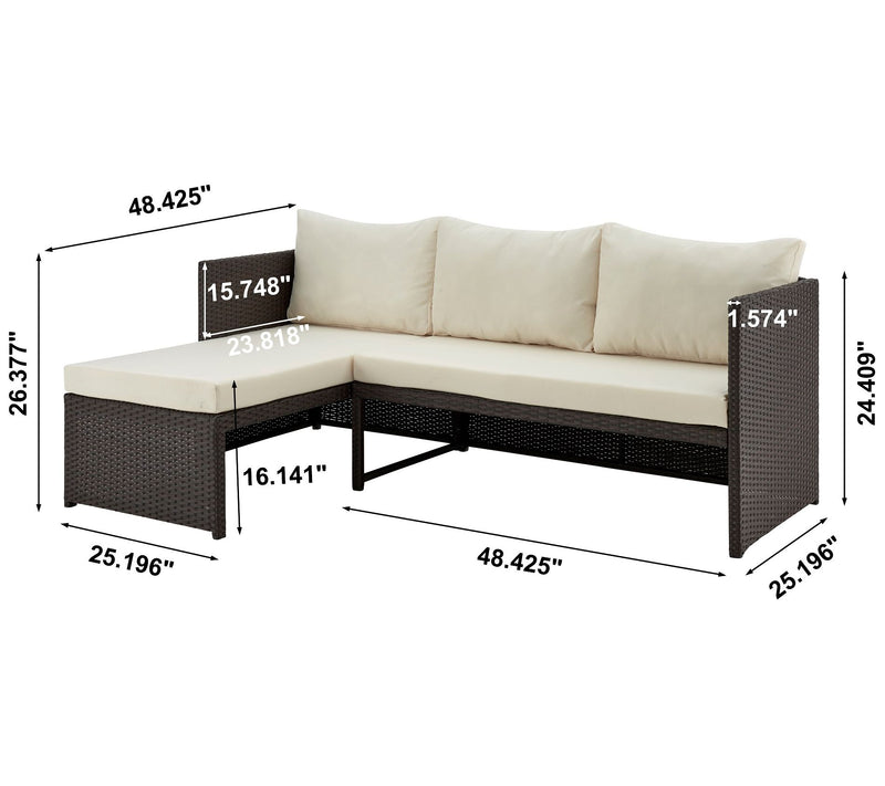 Menton Steel Rattan 2-Piece Lounge and 2 Seater with Table — View 6