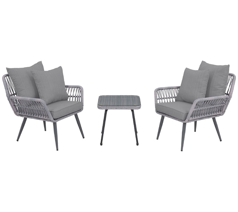 Cannes Rope Wicker 3-Piece Patio Conversation Set with Cushion — View 5
