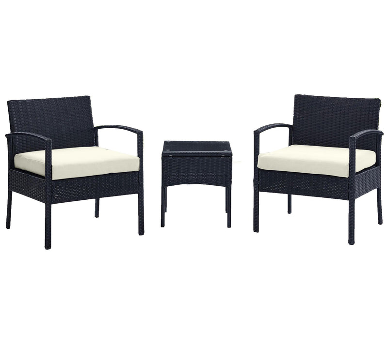 Noli Steel Rattan 3-Piece Patio Conversation Sewith Cushions — View 3