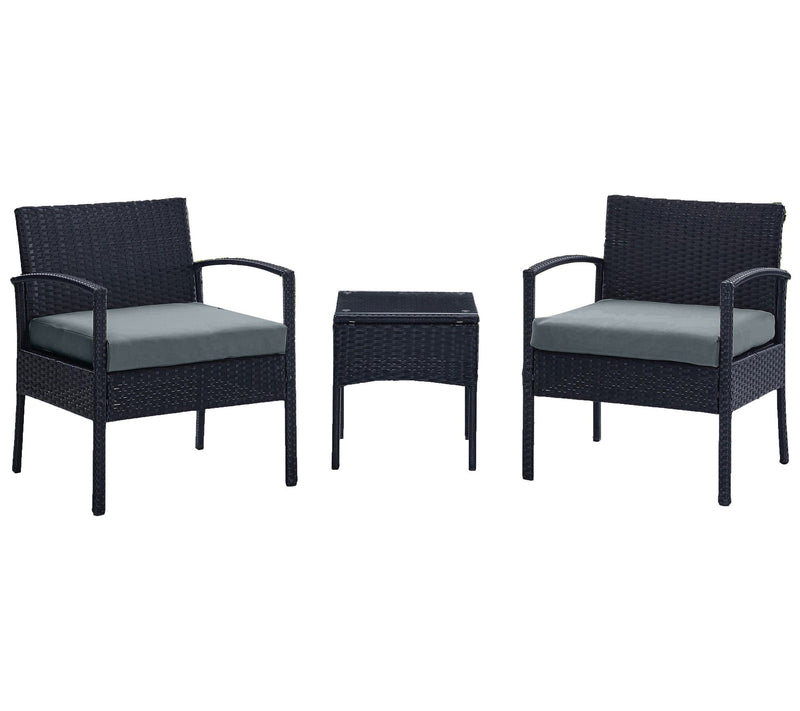 Noli Steel Rattan 3-Piece Patio Conversation Sewith Cushions — View 5