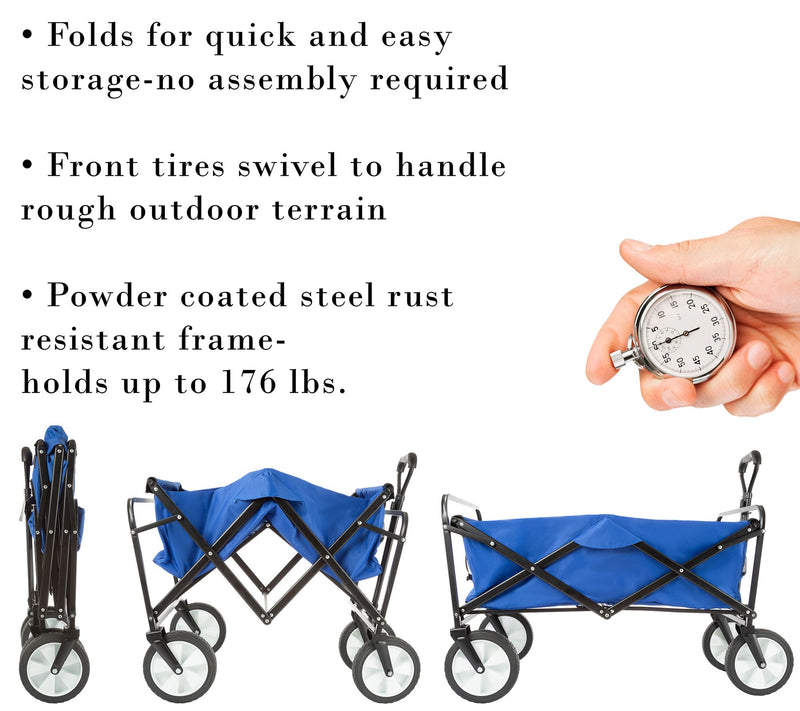 Folding Utility Cart with Telescoping Handle Heavy-Duty Wagon — View 3