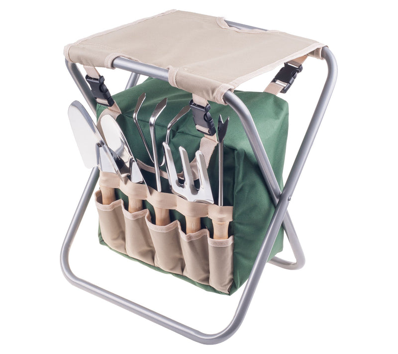Garden Tools Set - Folding Stool Detachable Pocket Bag — View 3