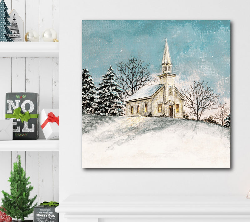 Courtside Market Church on a Hill 16x16 Canvas Wall Art — View 4
