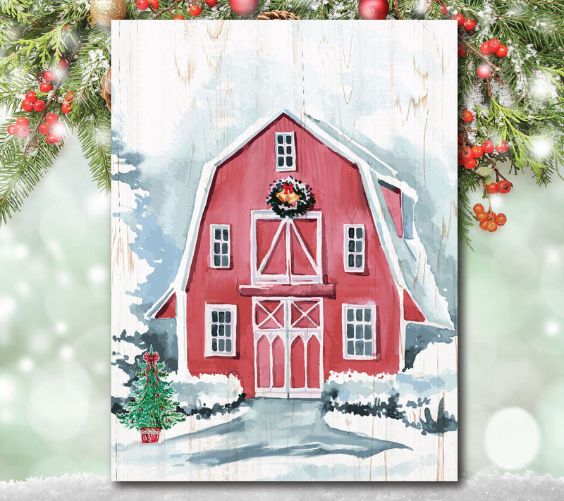 Courtside Market Merry Christmas Barn 12x18 Can vas Wall Art — View 4