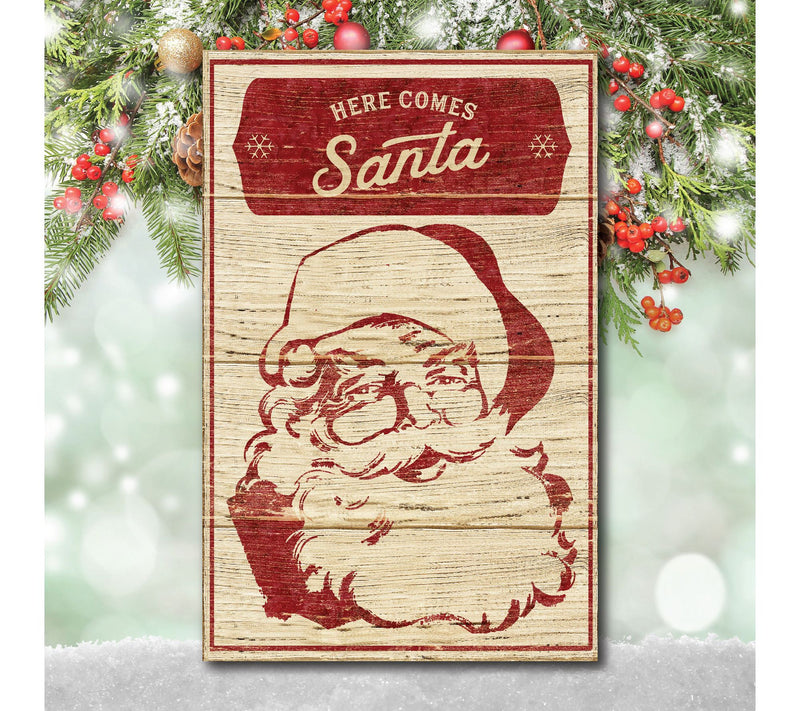 Courtside Market Here Comes Santa 12x18 Canvas Wall Art — View 4