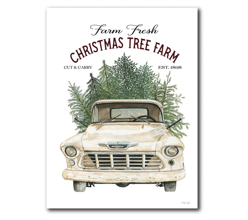 Courtside Market White Truck Christmas 12x18 Ca nvas Wall Art — Main view