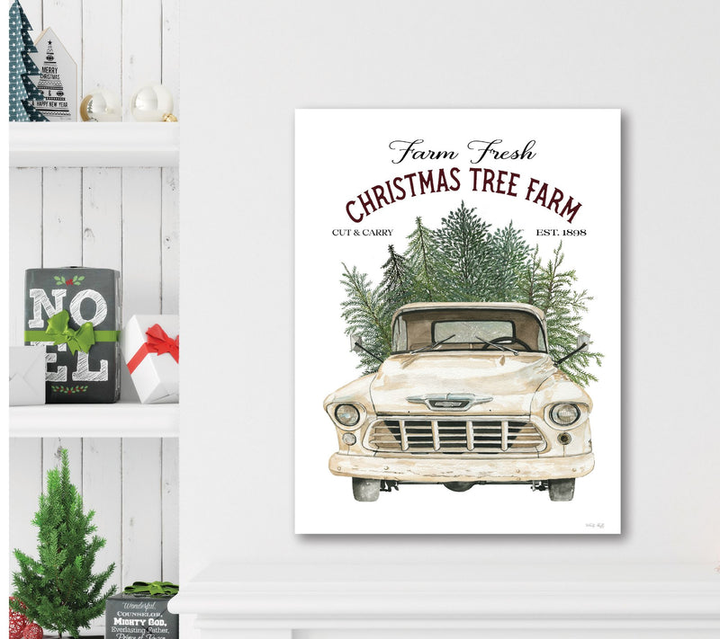 Courtside Market White Truck Christmas 12x18 Ca nvas Wall Art — View 4